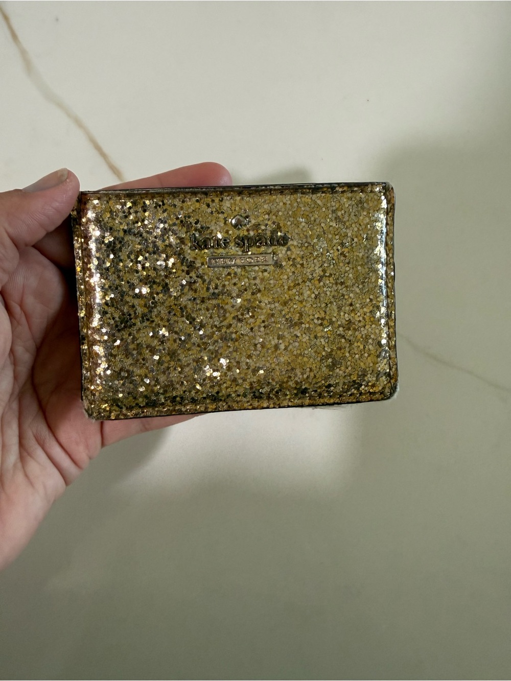 kate spade Gold Glitter Card & Key Holder